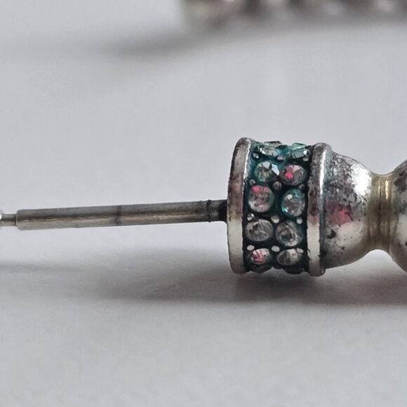 Brighton Crystal Silver Tone Ball Hoop Pierced Earrings - Picture 7 of 7